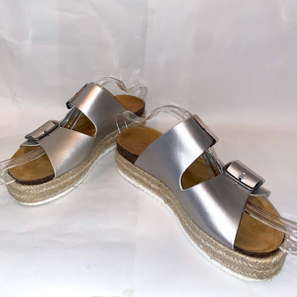 Crown Vintage Polly Espadrille Platform Sandal | Silver | Size 10M